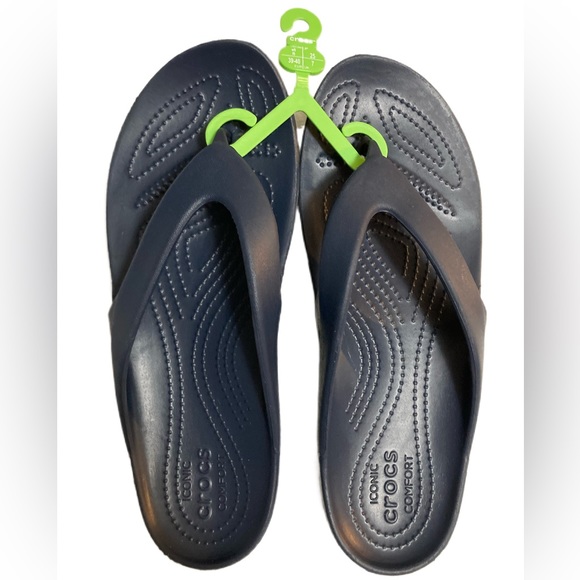 CROCS Shoes - Crocs Kadee II Flip Flops Navy Blue Marine Sandals Size 9 Lightweight NWT